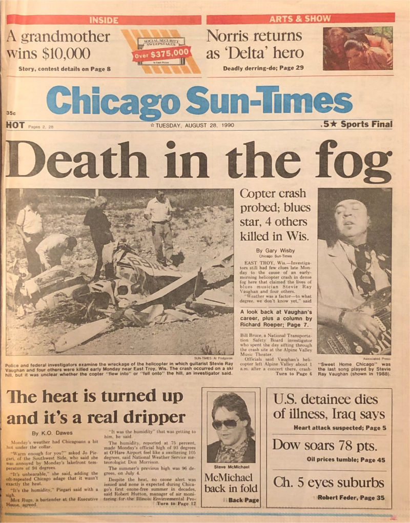 Stevie Ray Vaughan Death Newspaper Report