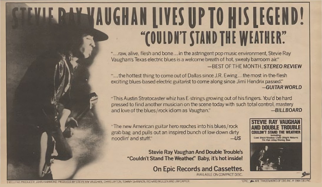 Couldn't Stand the Weather Newspaper Advert