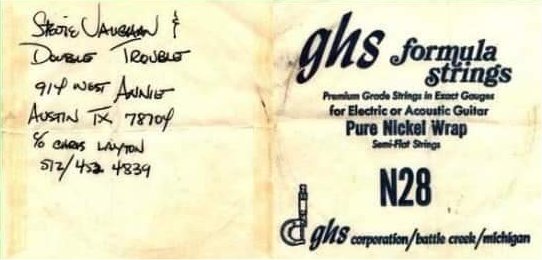 Stevie Ray Vaughan GHS Guitar Strings