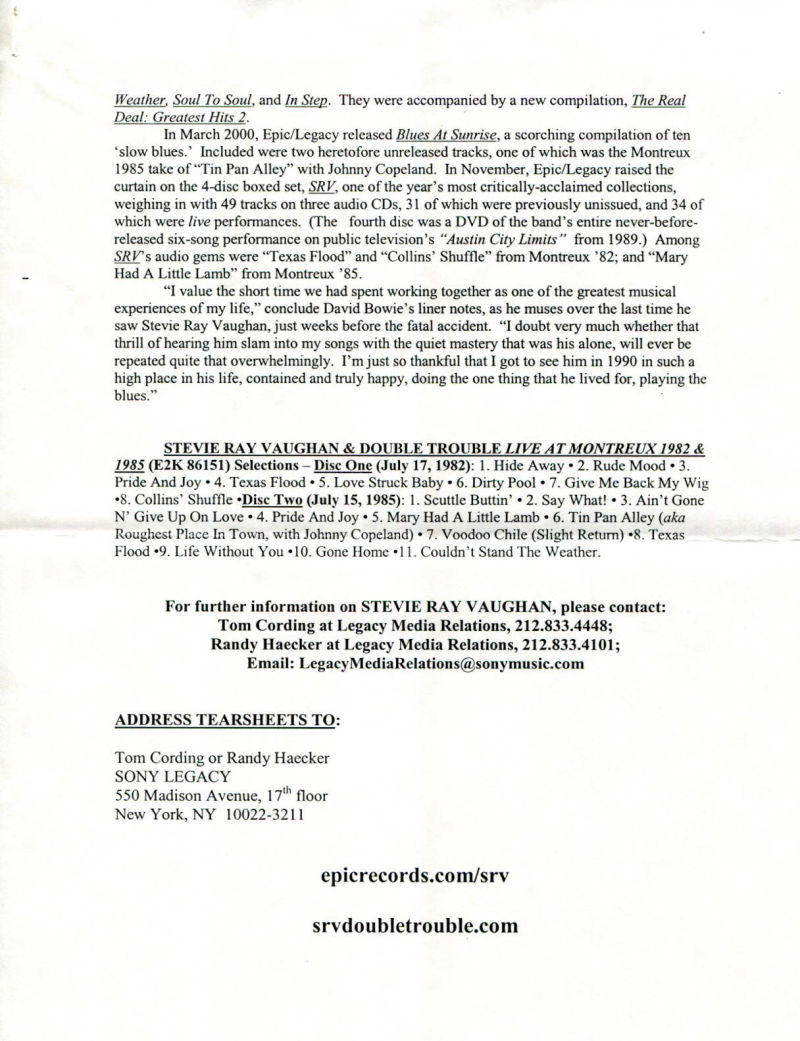 Live at Montreux Press Release