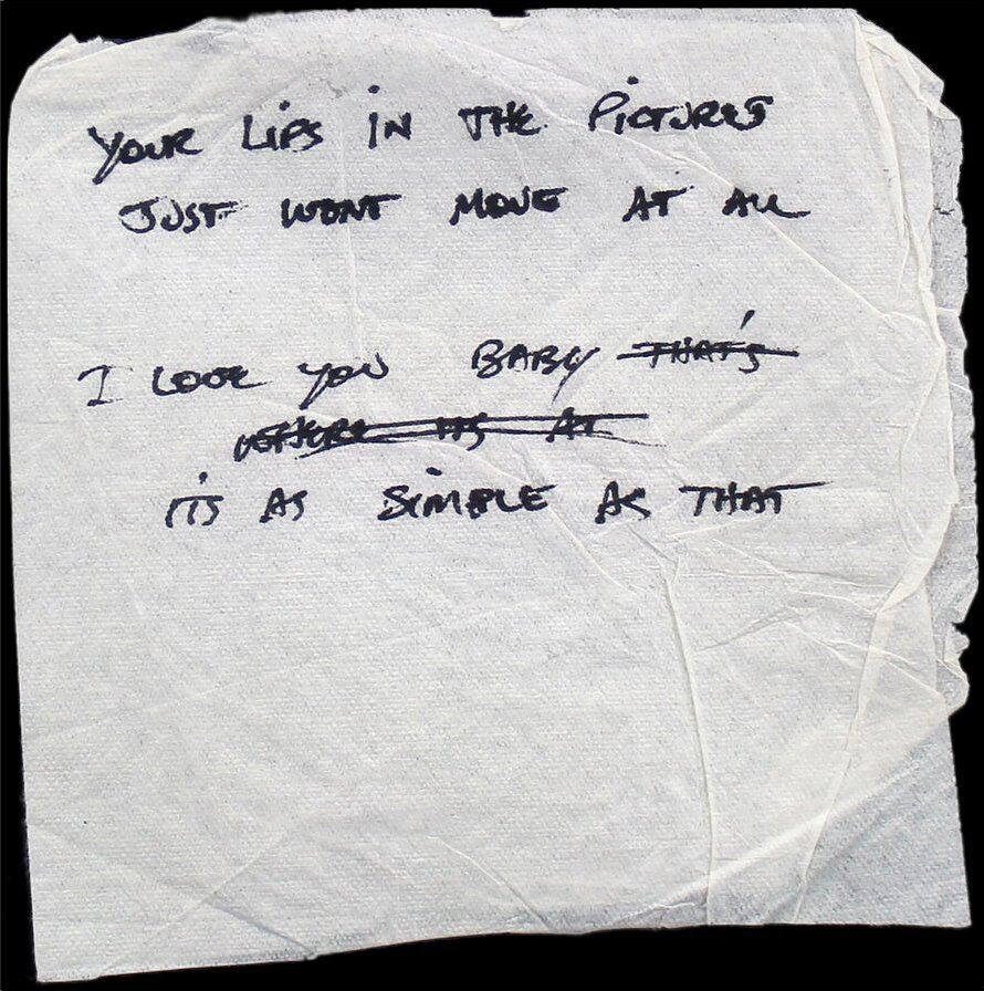 Stevie Ray Vaughan Handwritten Lyrics on Napkin