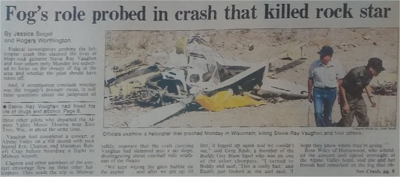 Stevie Ray Vaughan Death Newspaper Report