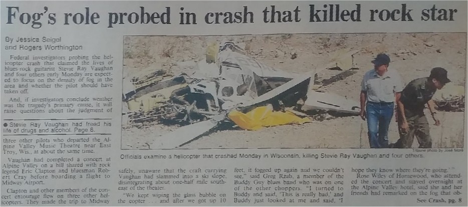 Stevie Ray Vaughan Death Newspaper Report