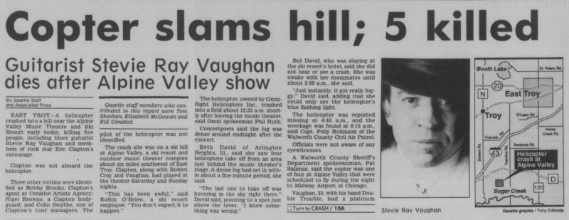 Stevie Ray Vaughan Death Newspaper Report