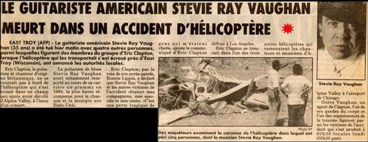 Stevie Ray Vaughan Death Newspaper Report