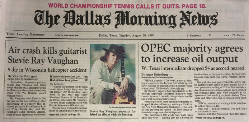 Stevie Ray Vaughan - Dallas Morning News Death Report