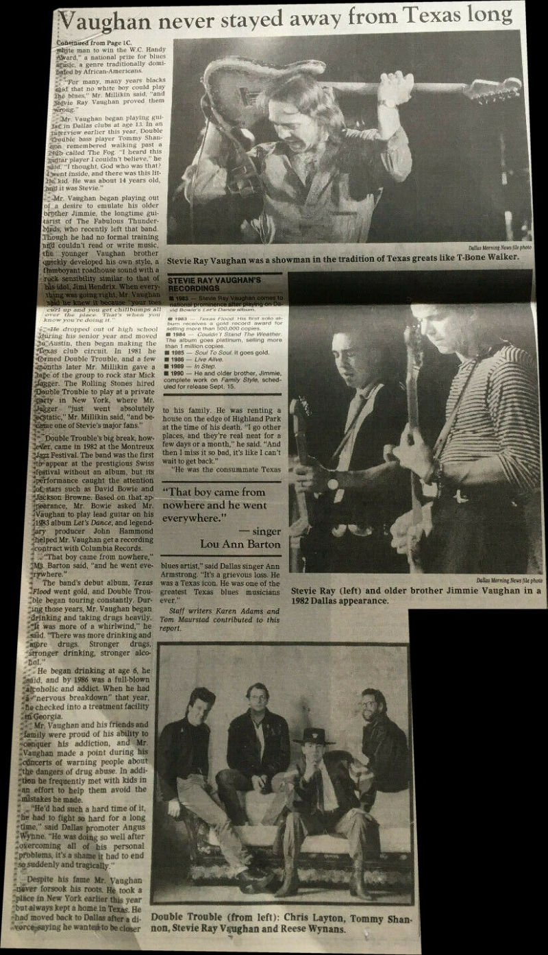 Stevie Ray Vaughan - Dallas Morning News Death Report