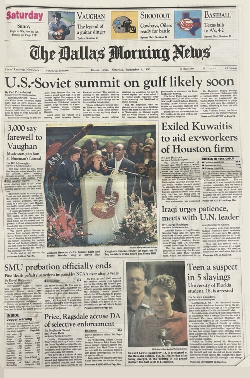 Stevie Ray Vaughan - Dallas Morning News Funeral Report