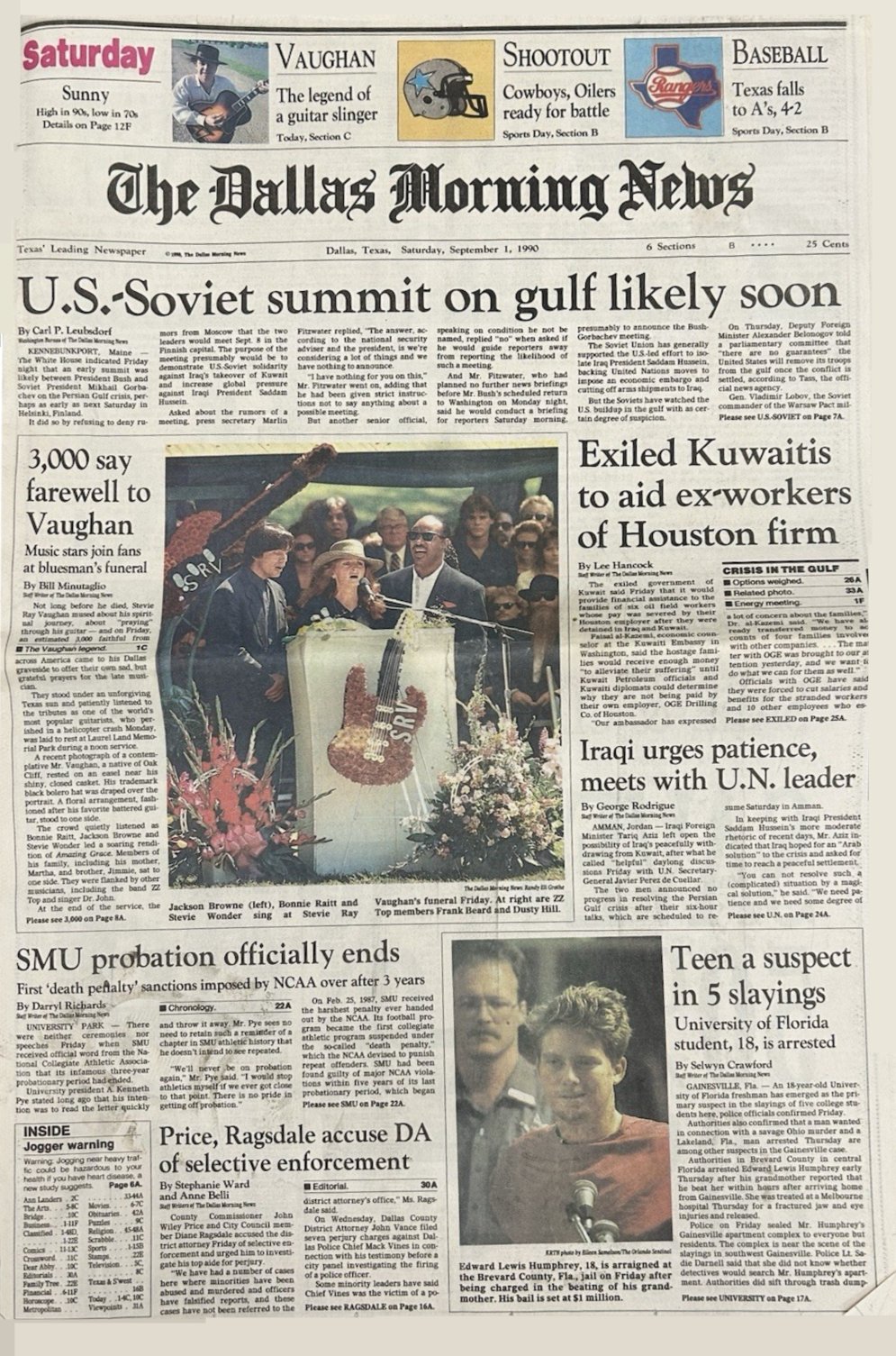 Stevie Ray Vaughan - Dallas Morning News Funeral Report