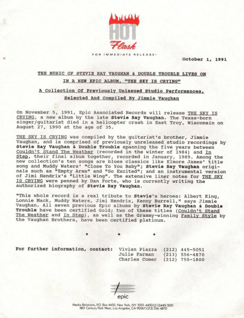The Sky is Crying Press Release