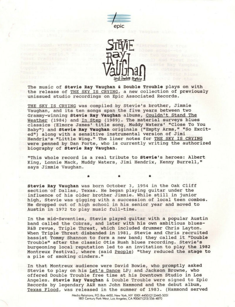 The Sky is Crying Press Release