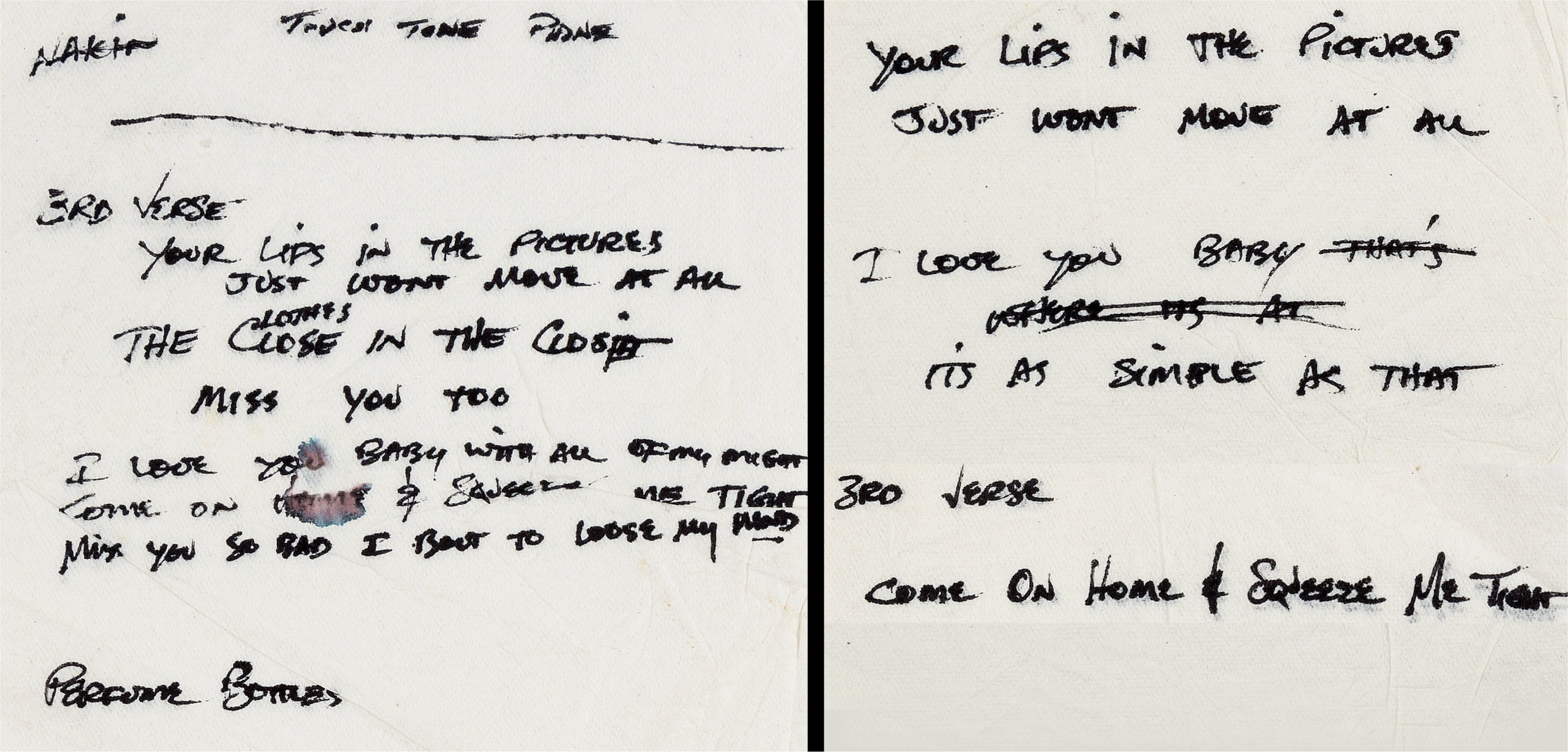 Telephone Song Handwritten Lyrics